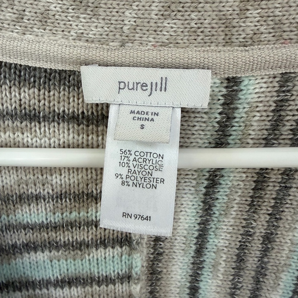 Linen-like J Jill cardigan. Muted blue/grey/tan tones. Size Small. EUC. - Picture 8 of 8